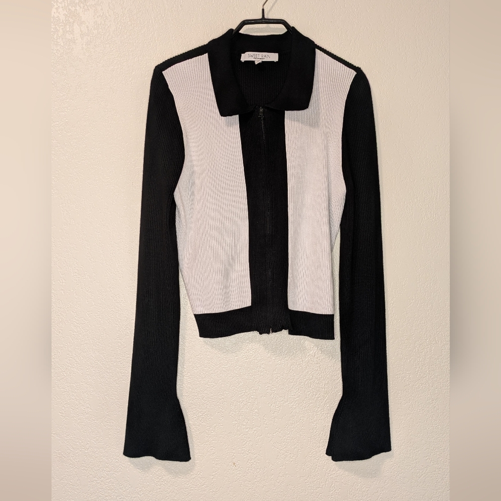 Sweet Rain Zip-Up Sweater Jacket